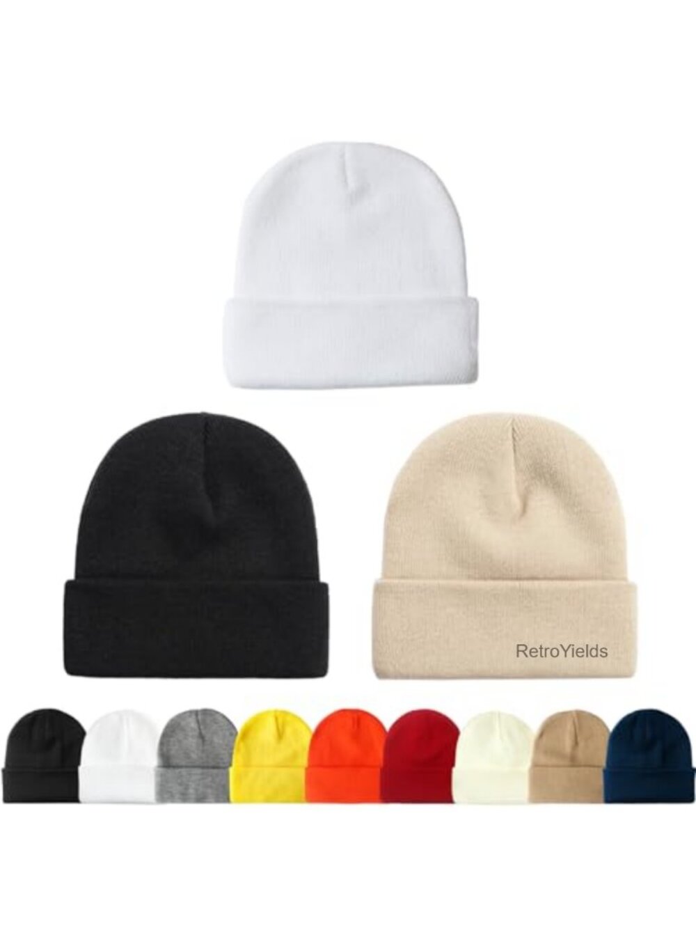 3 Pack Winter Knit Beanies Unisex Skullies Warm Stretch